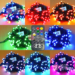 Светодиодная гирлянда Хамелеон RGB 24V 10м провод черный резиновый IP65